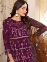 Plum Purple Faux Georgette Designer Salwar Kameez